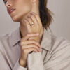 ring poli/mat diamant 0.04ct h si 14K geelgoud - Afbeelding 2