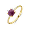 ring robijn en zirkonia 14K geelgoud - Afbeelding 5