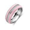 ring roze emaille en zirkonia zilver gerhodineerd