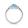 ring trilogie zirkonia en blauw topaas zilver gerhodineerd - Afbeelding 2
