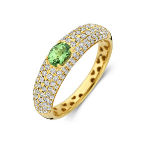 ring tsavoriet en diamant 0.65ct si 14K geelgoud