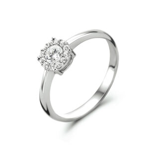 ring zirkonia halo 14K witgoud