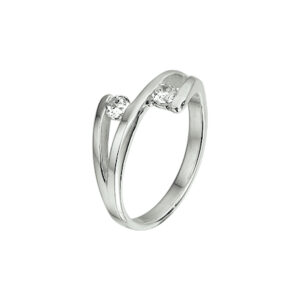 ring zirkonia zilver gerhodineerd