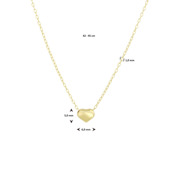 9k collier hartje 42 - 45 cm 9K geel kleurig - Afbeelding 3