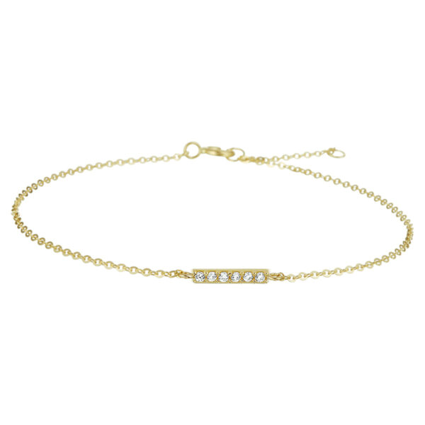 armband balkje zirkonia 16,5 - 18,5 cm 14K geel