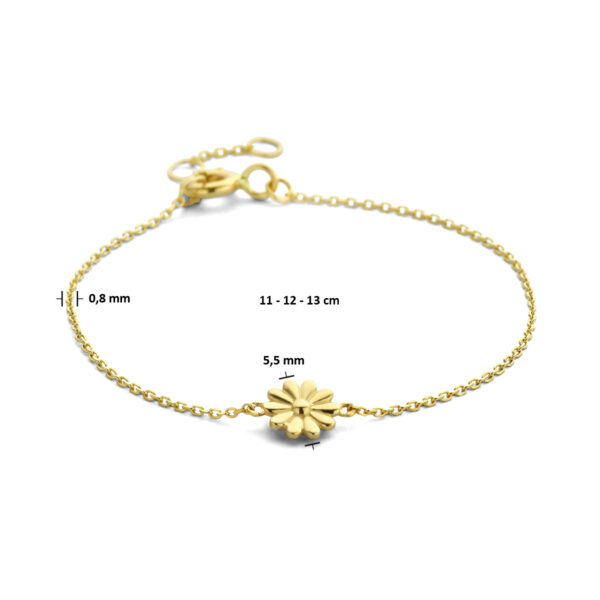 armband bloem 11 - 12 - 13 cm 14K geel - Afbeelding 2