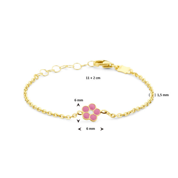 armband bloem 11 + 2 cm 14K geel - Afbeelding 3