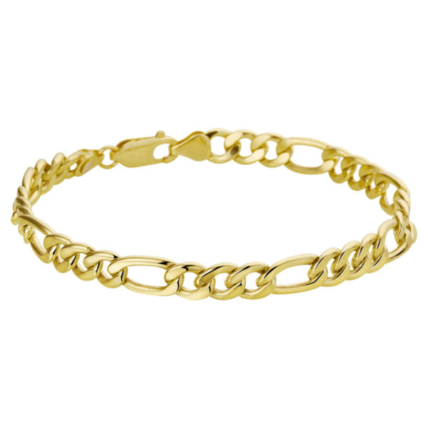 armband figaro 7,0 mm 21 cm Zilgold (geel met zilverkern)