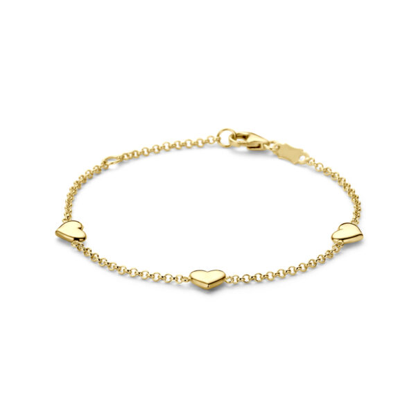 armband hartjes 11 - 13 cm 14K geel