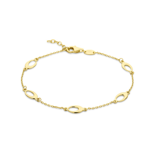 armband ovaal 17 + 2 cm 14K geel