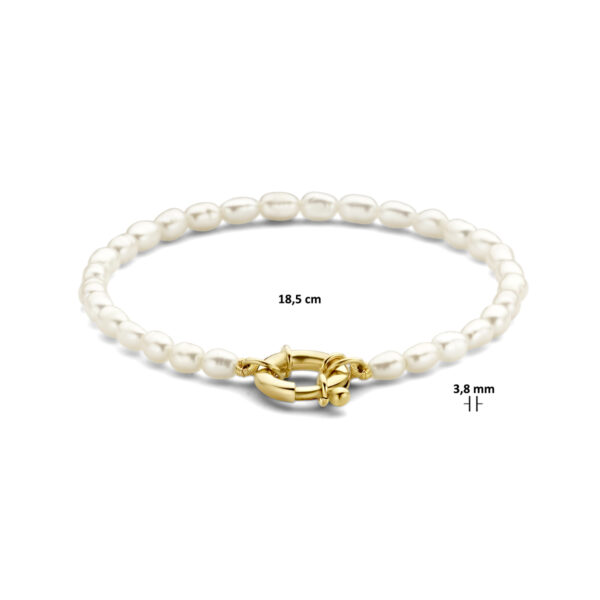 armband parels 18,5 cm met groot springslot 14K geel - Afbeelding 3