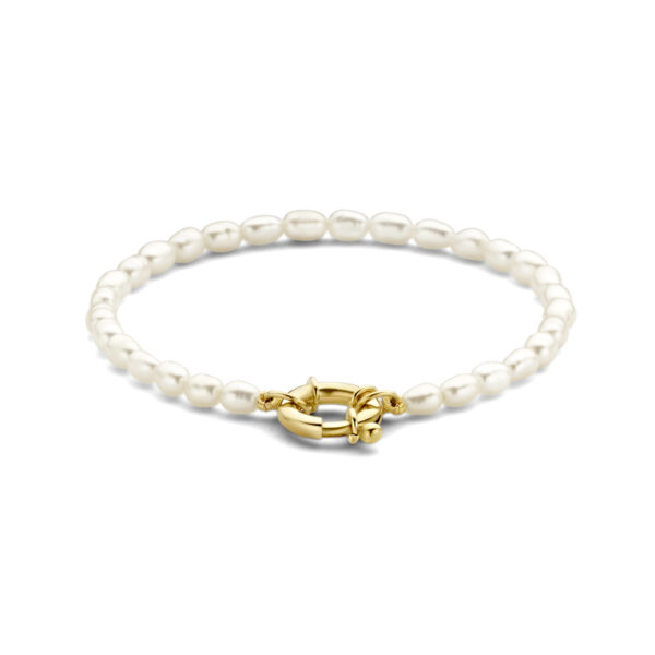 armband parels 18,5 cm met groot springslot 14K geel