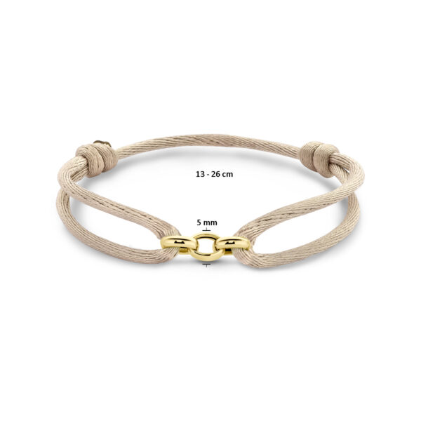 armband satijn beige 13 - 26 cm 14K goud met rubber/nylon/leer - Afbeelding 3