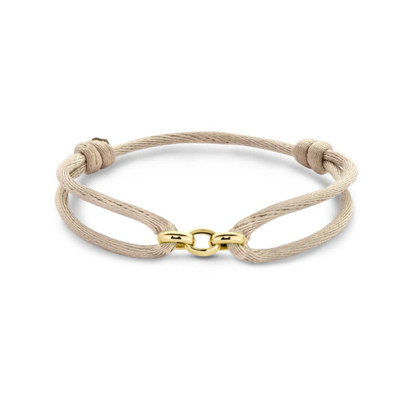 armband satijn beige 13 - 26 cm 14K goud met rubber/nylon/leer