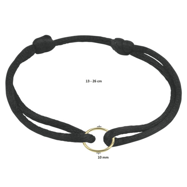 armband satijn rondje 14K goud met rubber/nylon/leer - Afbeelding 3