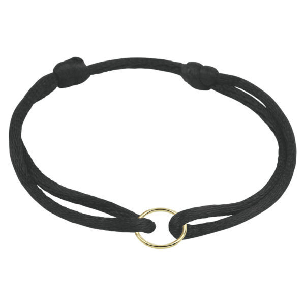 armband satijn rondje 14K goud met rubber/nylon/leer