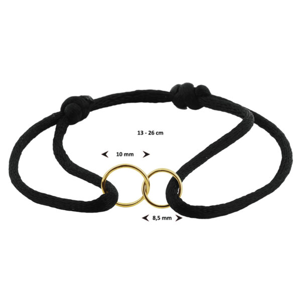 armband satijn rondjes 14K goud met rubber/nylon/leer - Afbeelding 3