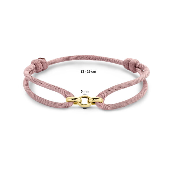 armband satijn zacht roze 13 - 26 cm 14K goud met rubber/nylon/leer - Afbeelding 3