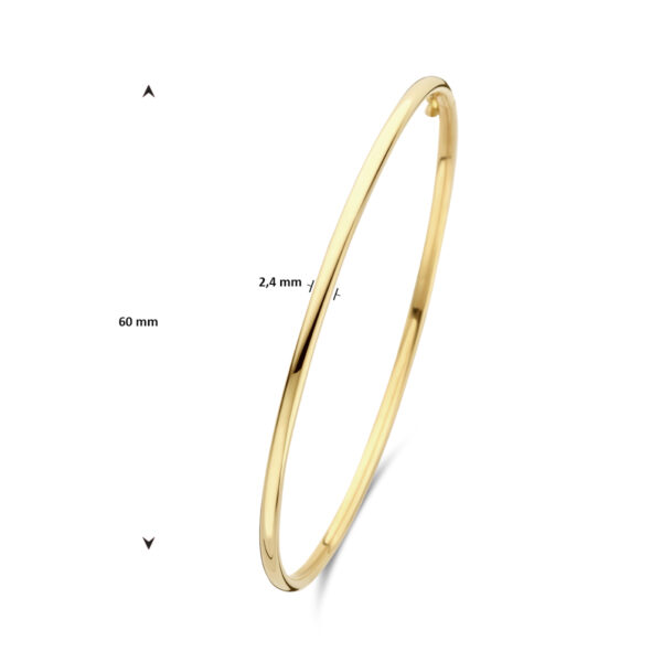 bangle dop ronde buis 2,4 mm 60 x 52 mm 14K geel - Afbeelding 4