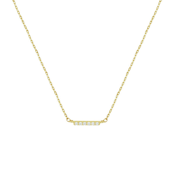 collier balkje zirkonia 41 + 4 cm 14K geel