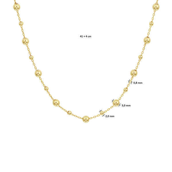 collier bolletjes 0,8 mm 41 + 4 cm 14K geel - Afbeelding 4