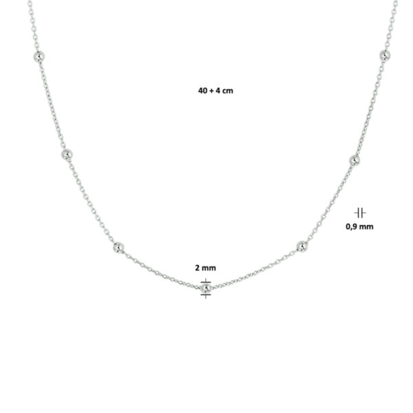 collier bolletjes 2,0 mm 40 + 4 cm zilver gerhodineerd - Afbeelding 3