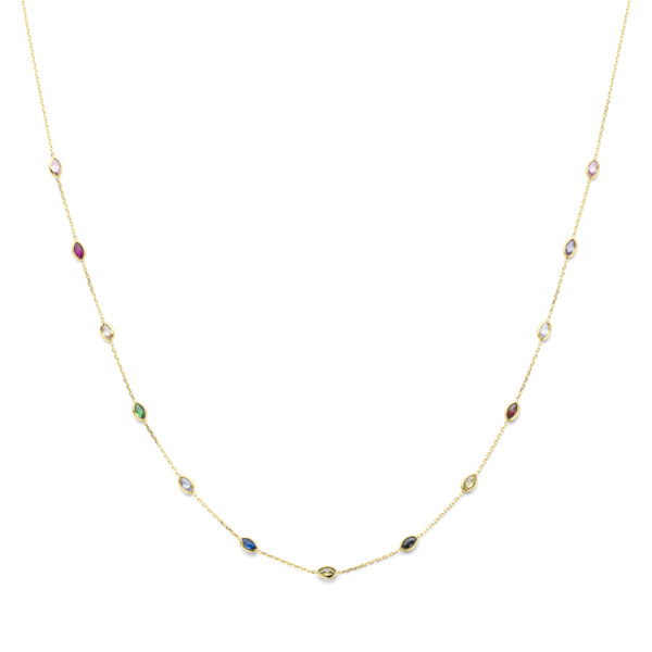 collier gekleurd zirkonia 41 - 43 - 45 cm 14K geel