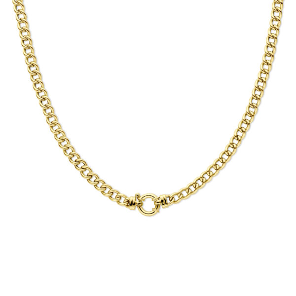 collier gourmette 6,0 mm 45 cm met groot springslot 14K geel