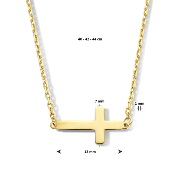 collier kruis 40 - 42 - 44 cm 14K geel - Afbeelding 4