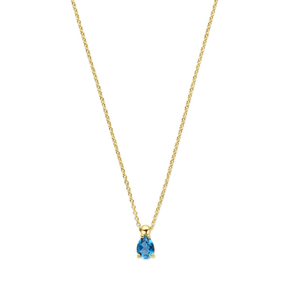 collier met london blue kwarts 41 - 43 - 45 cm 14K geel