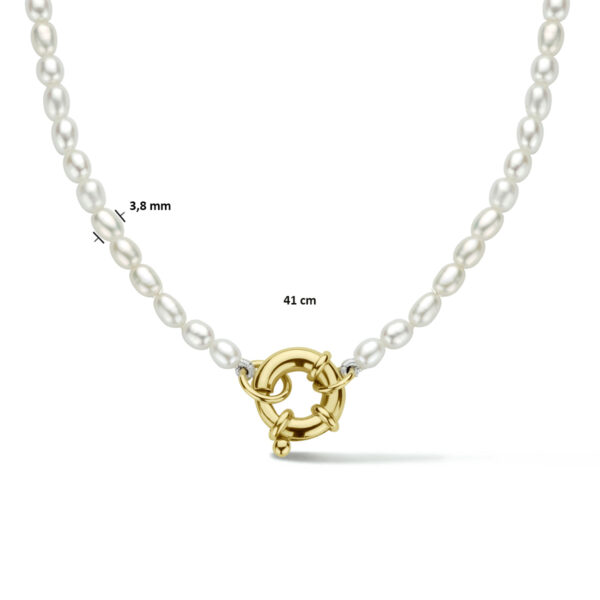 collier parel 41 cm met groot springslot 14K geel - Afbeelding 4