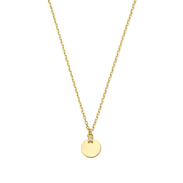 collier rondje en zirkonia 40 - 42 - 44 cm 14K geel