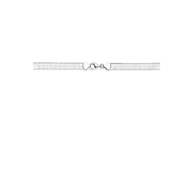 collier slang plat 43 cm zilver gerhodineerd - Afbeelding 3