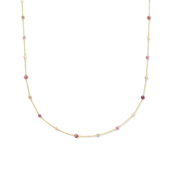 collier toermalijn 40 - 42 - 44 cm 14K geel