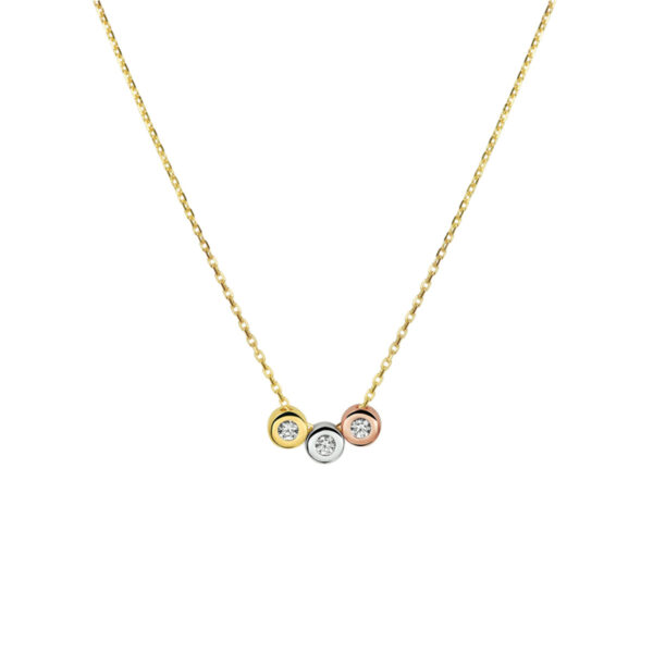 collier tricolor zirkonia 42 - 44 - 46 cm 14K tricolor goud