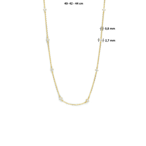 collier zirkonia 40 - 42 - 44 cm 14K geel - Afbeelding 4