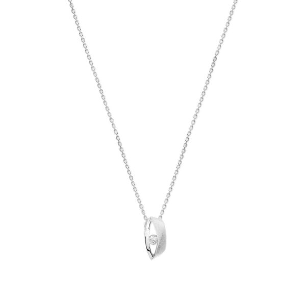 collier zirkonia poli/mat 41 + 4 cm zilver gerhodineerd