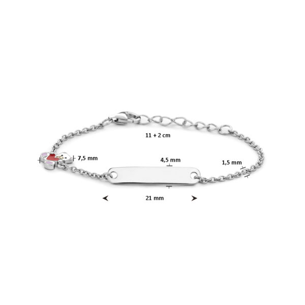 graveerarmband beer en hart plaat 4,5 mm 11 + 2 cm zilver gerhodineerd - Afbeelding 3