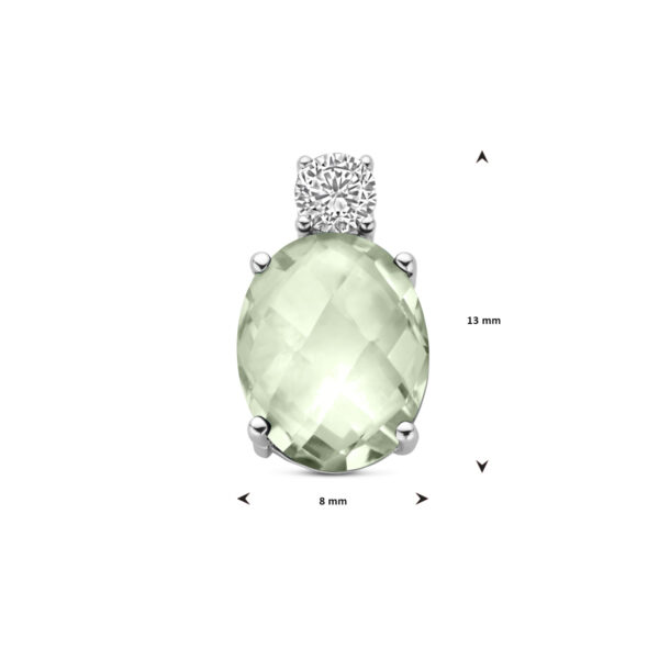 hanger groen amethist en zirkonia 13 mm zilver gerhodineerd - Afbeelding 4