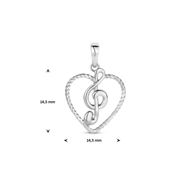 hanger hart en muzieknoot zilver gerhodineerd - Afbeelding 4
