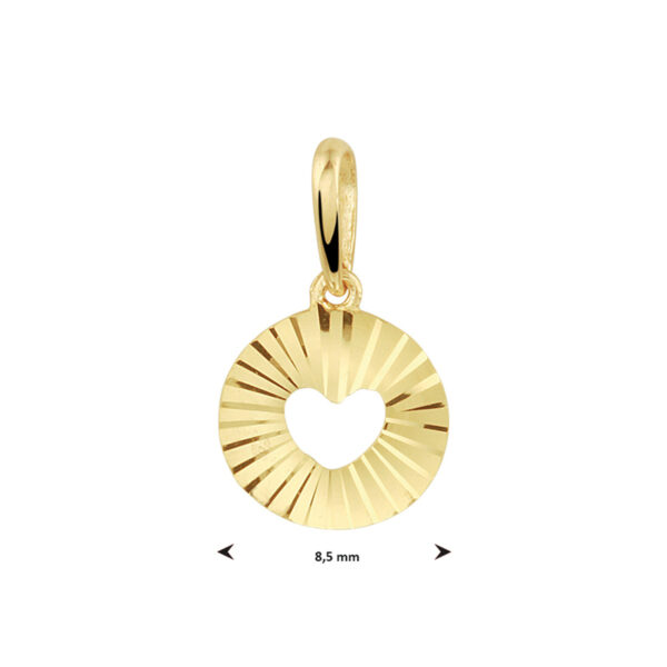 hanger hart gediamanteerd 14K geel - Afbeelding 3