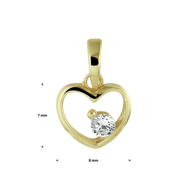 hanger hart zirkonia 14K geel - Afbeelding 2