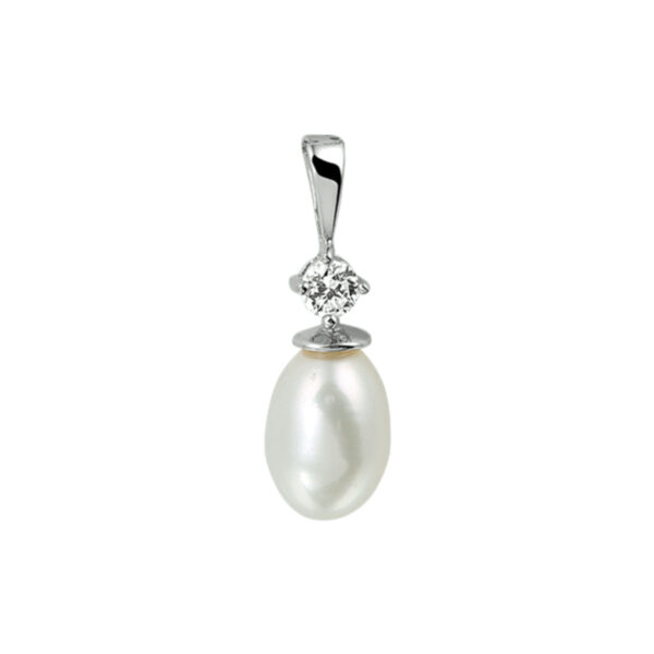 hanger parel zirkonia zilver gerhodineerd
