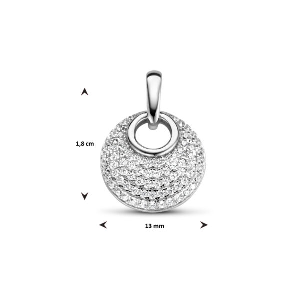 hanger rondje zirkonia zilver gerhodineerd - Afbeelding 4