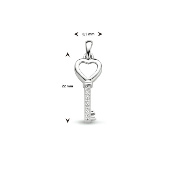 hanger sleutel zirkonia zilver gerhodineerd - Afbeelding 4