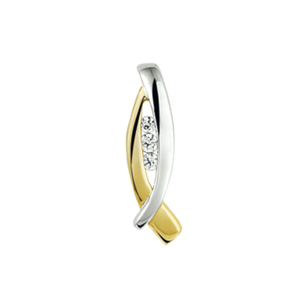 hanger zirkonia 14K bicolor goud geel/wit