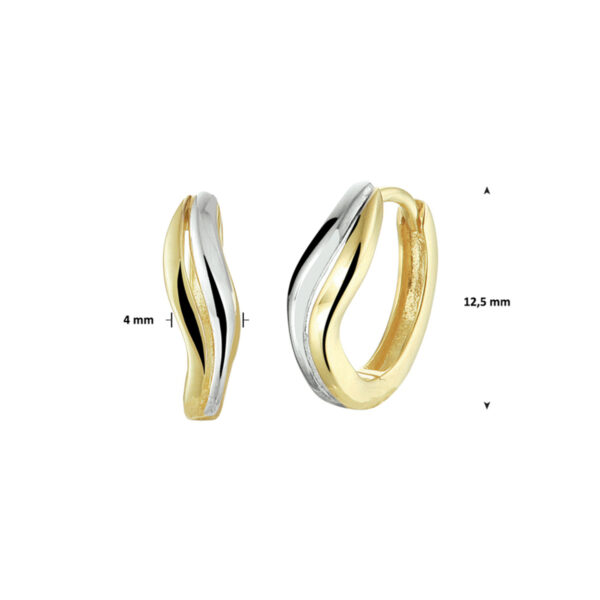 klapoorringen bicolor gestift 14K geel - Afbeelding 2