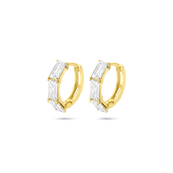 klapoorringen zirkonia 15,5 mm 1 micron zilver verguld (geel)