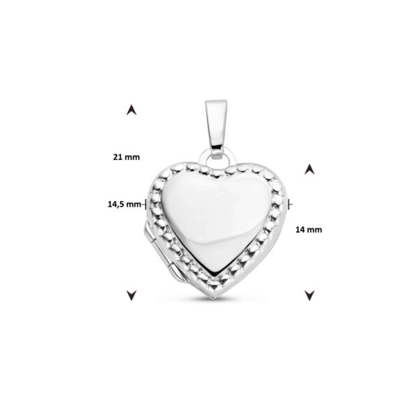 medaillon hart bolletjes zilver wit - Afbeelding 5
