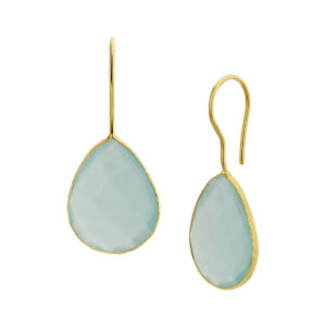 oorhangers chalcedoon franse haak 1 micron zilver verguld (geel)